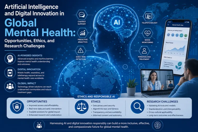 Artificial Intelligence and Digital Innovation in Global Mental Health: Opportunities, Ethics, and Research Challenges